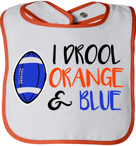 I Drool Orange & Blue Bib